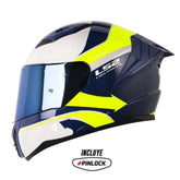 Casco Ls2 Ff810 Vision Gris Claro Amarillo Visor Iridium Azul
